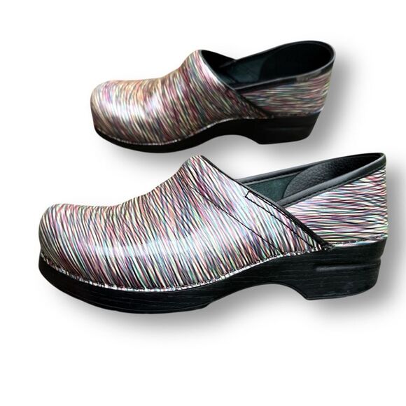 Dansko Multi Striped Professional Patent Leather Clogs Shoes EU 41 / 10.5 - 11 - Picture 8 of 15